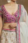 Shop_Samyukta Singhania_Cream Lehenga And Blouse Silk Embroidered Floral Plunged V Bridal Set _Online_at_Aza_Fashions