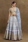 Buy_Samyukta Singhania_Grey Lehenga And Blouse Silk Embroidered Beads Sweetheart Bridal Set _at_Aza_Fashions