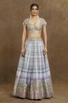 Samyukta Singhania_Grey Lehenga And Blouse Silk Embroidered Beads Sweetheart Bridal Set _Online_at_Aza_Fashions