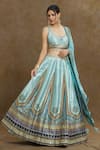 Buy_Samyukta Singhania_Sky Blue Lehenga And Blouse Silk Embroidered Mirror Plunged V Sequin Bridal Set _Online_at_Aza_Fashions