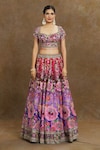 Samyukta Singhania_Multi Color Lehenga And Blouse Silk Embroidered Sequins Flower Bloom Bridal Set_Online_at_Aza_Fashions