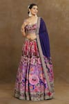 Buy_Samyukta Singhania_Multi Color Lehenga And Blouse Silk Embroidered Sequins Flower Bloom Bridal Set_Online_at_Aza_Fashions