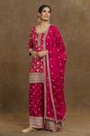 Buy_Samyukta Singhania_Magenta Silk, Georgette, Crepe Zari, Floral Vine Pattern Kurta Palazzo Set_Online_at_Aza_Fashions