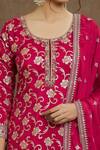 Shop_Samyukta Singhania_Magenta Silk, Georgette, Crepe Zari, Floral Vine Pattern Kurta Palazzo Set_Online_at_Aza_Fashions