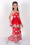 Buy_Lil Drama_Red Viscose Gota Patti, Trunk Tales Elephant Print Kurta And Sharara Set _Online_at_Aza_Fashions