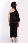 Shop_Lil Drama_Black Polyester Sequins Embroidered One Shoulder Jumpsuit _at_Aza_Fashions