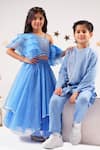 Buy_LIL DRAMA_Blue Cotton Satin Embroidery Mukaish Bollywood Tadka Ghagra And Choli Set 