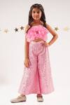 Buy_Lil Drama_Pink Cotton Satin Embroidery, Applique Bollywood Tadka 3d Floral Jumpsuit _at_Aza_Fashions