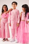 Lil Drama_Pink Cotton Satin Embroidery, Applique Bollywood Tadka 3d Floral Jumpsuit _at_Aza_Fashions