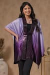 Buy_B'Infinite_Purple Satin Embellished Twilight Bodice Cape With Belt _at_Aza_Fashions