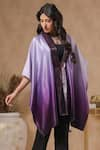 B'Infinite_Purple Satin Embellished Twilight Bodice Cape With Belt _at_Aza_Fashions