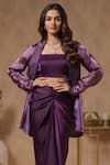 Buy_B'Infinite_Purple Organza Solid Royal Amethyst Blazer With Bralette (For Kids)_at_Aza_Fashions