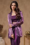 Shop_B'Infinite_Purple Organza Solid Royal Amethyst Blazer With Bralette (For Kids)_Online_at_Aza_Fashions