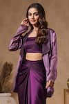 B'Infinite_Purple Organza Solid Royal Amethyst Blazer With Bralette (For Kids)_at_Aza_Fashions