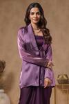 Buy_B'Infinite_Purple Organza Solid Royal Amethyst Blazer With Bralette (For Kids)