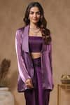 Shop_B'Infinite_Purple Organza Solid Royal Amethyst Blazer With Bralette (For Kids)