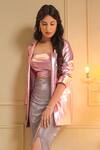 Shop_B'Infinite_Pink Shiny Lycra Solid Radiance Blush Blazer With Bralette