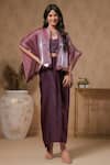 Buy_B'Infinite_Purple Organza V-neck Shimmer Placket Cape Skirt Set 