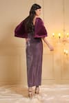 Shop_B'Infinite_Purple Shimmery Lycra Solid V Neck Luxe Top And Skirt Set _at_Aza_Fashions