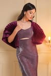 Buy_B'Infinite_Purple Shimmery Lycra Solid V Neck Luxe Top And Skirt Set 