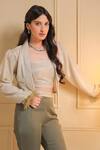 Buy_B'Infinite_Gold Shimmery Lycra Solid Gleam Shawl Lapel Blazer Trouser Set_Online_at_Aza_Fashions