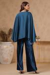 Shop_B'Infinite_Blue Satin Solid Round Celestial Top And Trouser Set _at_Aza_Fashions