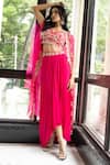 Buy_MEHAK SHARMA_Pink Georgette Embroidery Floral Blouse Placement Hand Cape Skirt Set_Online_at_Aza_Fashions