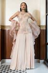 Buy_MEHAK SHARMA_Pink Georgette Embroidery Sequins Round Neck Swarovski Tunic Sharara Set_at_Aza_Fashions