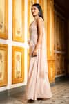 Buy_MEHAK SHARMA_Pink Crepe Silk Embellished Pearl V-neck Kurta Sharara Set_Online_at_Aza_Fashions