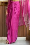 Buy_MEHAK SHARMA_Pink Georgette Embellished Crystal Cape Open Draped Skirt Set_Online_at_Aza_Fashions