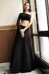 MEHAK SHARMA_Black Georgette Embellished Crystal One Shoulder Lehenga Set_Online_at_Aza_Fashions