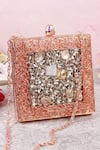 Buy_The Tan Clan_Pink Stones, Pearls Aafreen Hand Embellished Clutch _at_Aza_Fashions