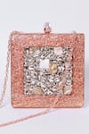 The Tan Clan_Pink Stones, Pearls Aafreen Hand Embellished Clutch _Online_at_Aza_Fashions