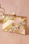 The Tan Clan_Gold Embellished Aisha Mother Of Pearl Clutch _Online_at_Aza_Fashions