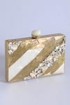 The Tan Clan_Gold Embellished Aisha Mother Of Pearl Clutch _at_Aza_Fashions