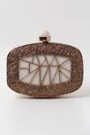 Shop_The Tan Clan_Gold Embroidery Alia Mother Of Pearl Clutch _at_Aza_Fashions