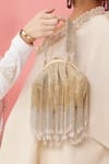 THE TAN CLAN_Gold Hand Embroidered Amour Tassel Batua Bag _Online_at_Aza_Fashions