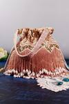 Buy_The Tan Clan_Pink Embroidery, Beads, Sequins Asmi Tasseled Potli Bag With Handle _at_Aza_Fashions