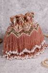 Shop_The Tan Clan_Pink Embroidery, Beads, Sequins Asmi Tasseled Potli Bag With Handle _at_Aza_Fashions