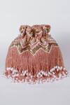 Shop_The Tan Clan_Pink Embroidery, Beads, Sequins Asmi Tasseled Potli Bag With Handle _Online_at_Aza_Fashions