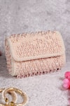 Shop_THE TAN CLAN_Pink Embroidered Blush Flap Over Clutch Bag _at_Aza_Fashions