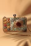 Shop_The Tan Clan_Multi Color Embellished Disha Mother Of Pearl Clutch _at_Aza_Fashions