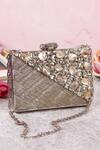 Buy_The Tan Clan_Silver Embellished Eira Clutch _at_Aza_Fashions