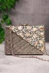 Shop_The Tan Clan_Silver Embellished Eira Clutch _at_Aza_Fashions
