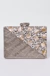 The Tan Clan_Silver Embellished Eira Clutch _Online_at_Aza_Fashions