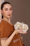 Buy_The Tan Clan_Silver Sequins, Beads, Cut Work Fatima Floral Embellished Clutch _at_Aza_Fashions