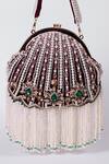 The Tan Clan_Maroon Embellished Frida Stripe Batua Bag _Online_at_Aza_Fashions