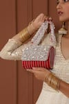 The Tan Clan_Red Embellished Grace Stone Clutch _Online_at_Aza_Fashions