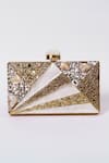 Shop_The Tan Clan_Gold Crystals, Pearls Iqra Mother Of Embellished Clutch _at_Aza_Fashions