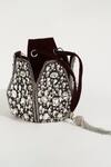 Shop_The Tan Clan_Maroon Embellished Jhalak Stone Potli Bag With Handle _Online_at_Aza_Fashions